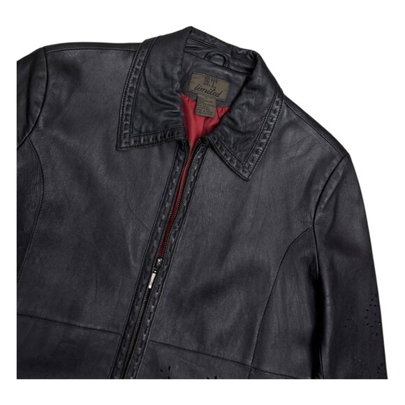 GENUINE LEATHER BT LIMITED Floral Vintage Designer Casual Jacket Womens Large - Picture 4 of 8